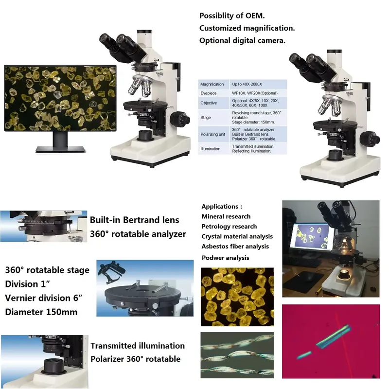 Polarizing Microscope Binocular - para el microscopio petrográfico digital Boshida
