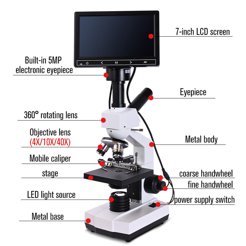 Microscopio biológico de esper - Digital Microscope With Screen 7 Inch reseña y precio