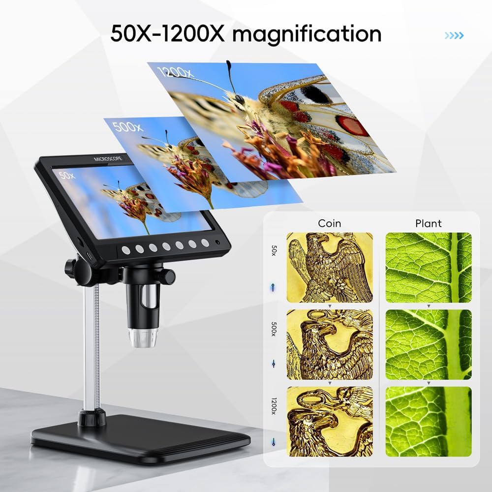Microscopio Digital de monedas - Digital Microscope With Screen 7 Inch reseña y precio
