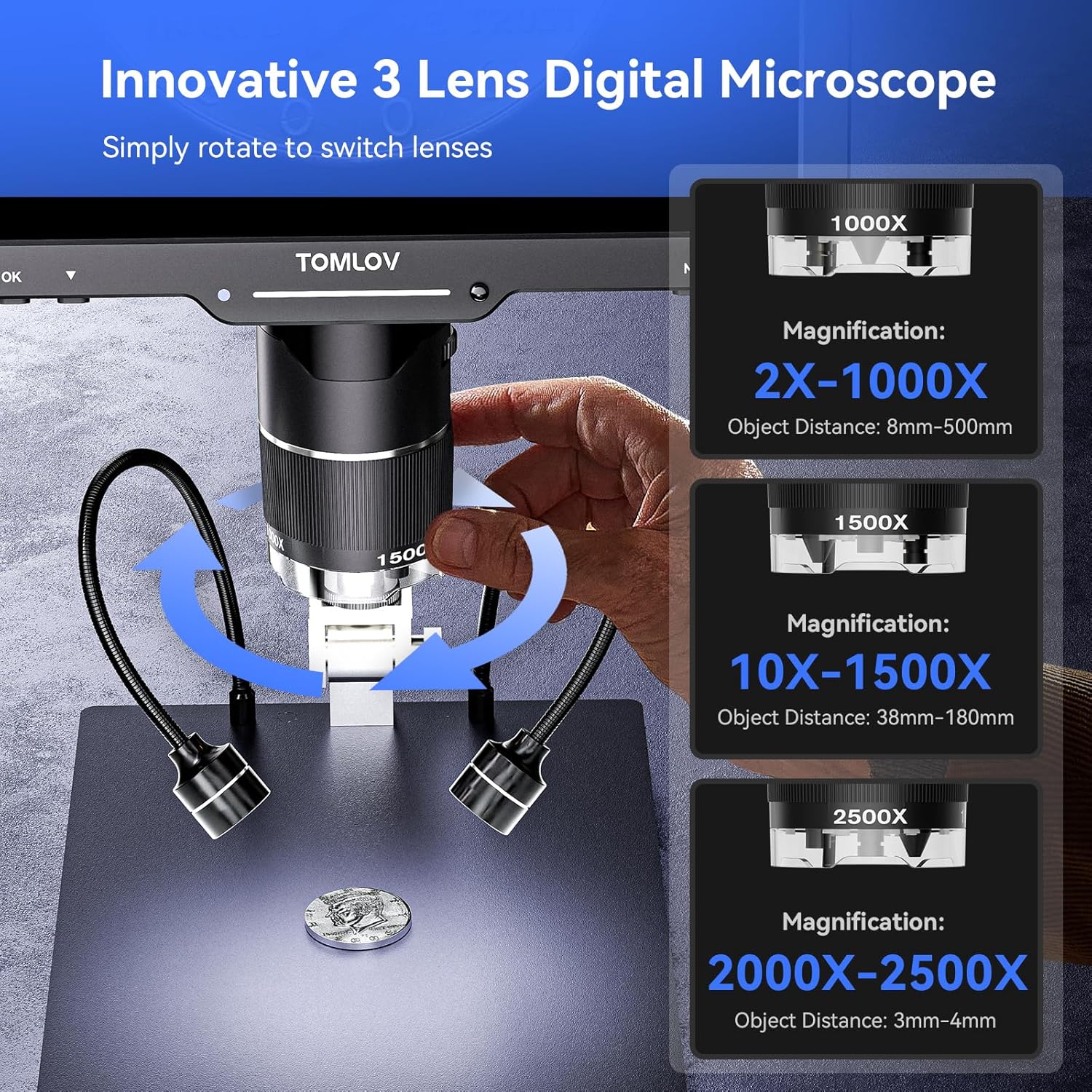 Microscopio digital TOMLOV con - Metallurgical Microscope Inverted reseña y precio