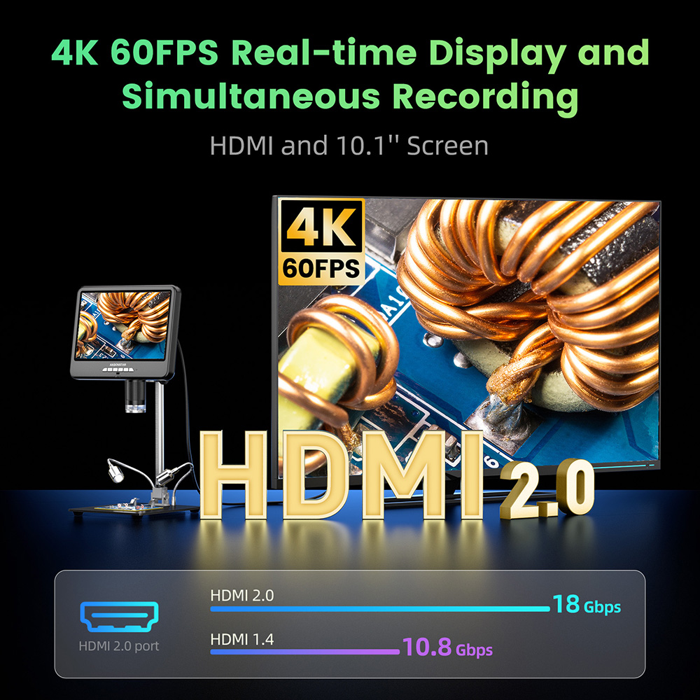 Andonstar AD210S 10,1 ''4K 60F - Digital Microscope 4K Hdmi 2000X reseña y precio