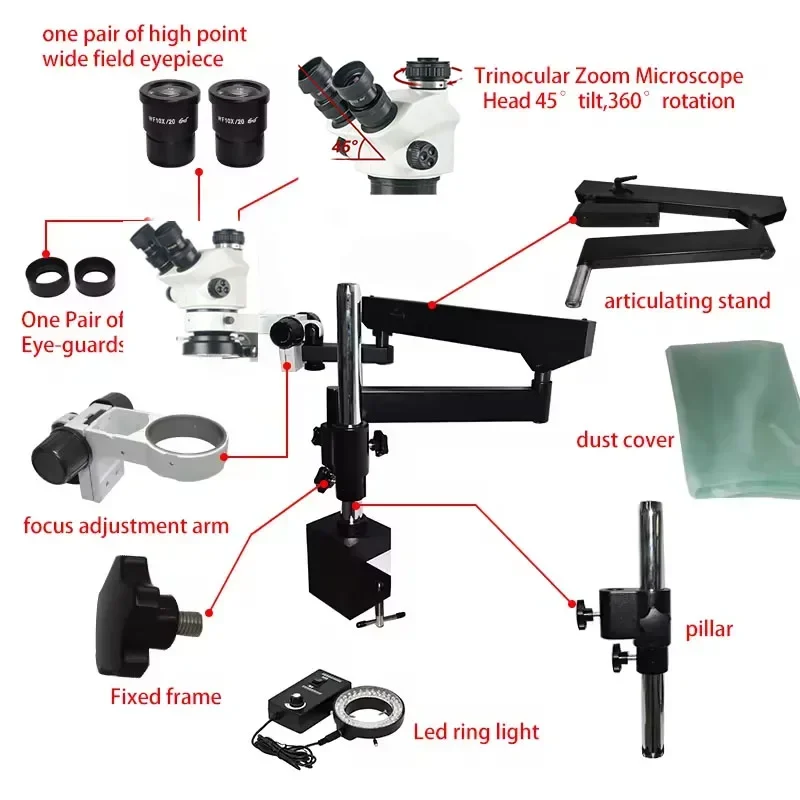 Nuevo Microscopio Estéreo Trin - Microscope Boom Stand Articulating reseña y precio